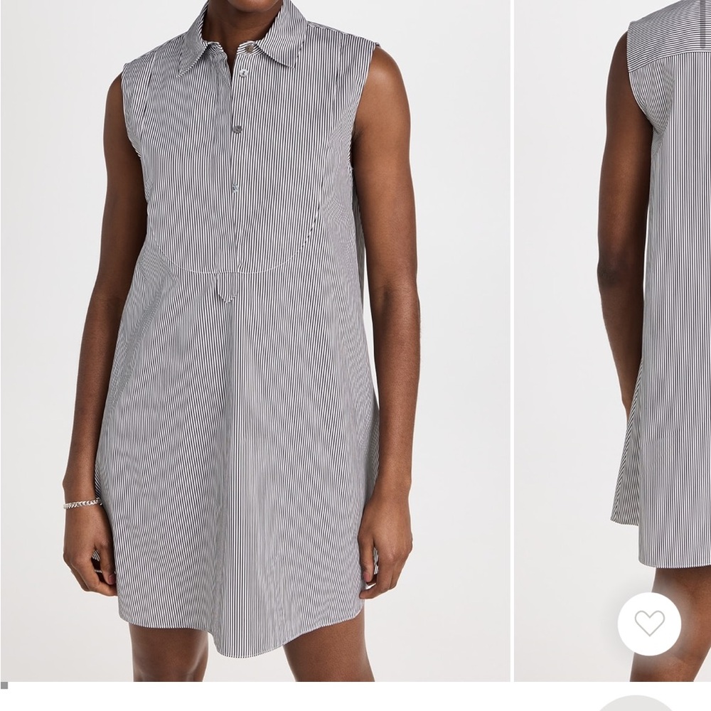 Theory - Sleeveless Striped Cotton Bib Mini Dress Petite